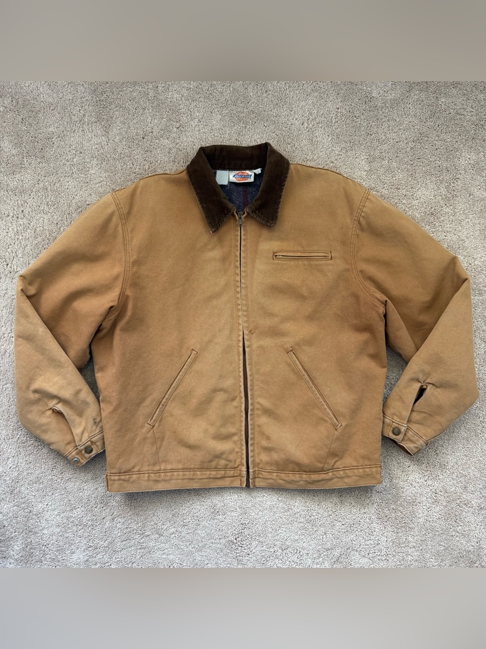 Vintage Dickies Detroit Lined Tan Work Jacket Workwear Men Sz XL